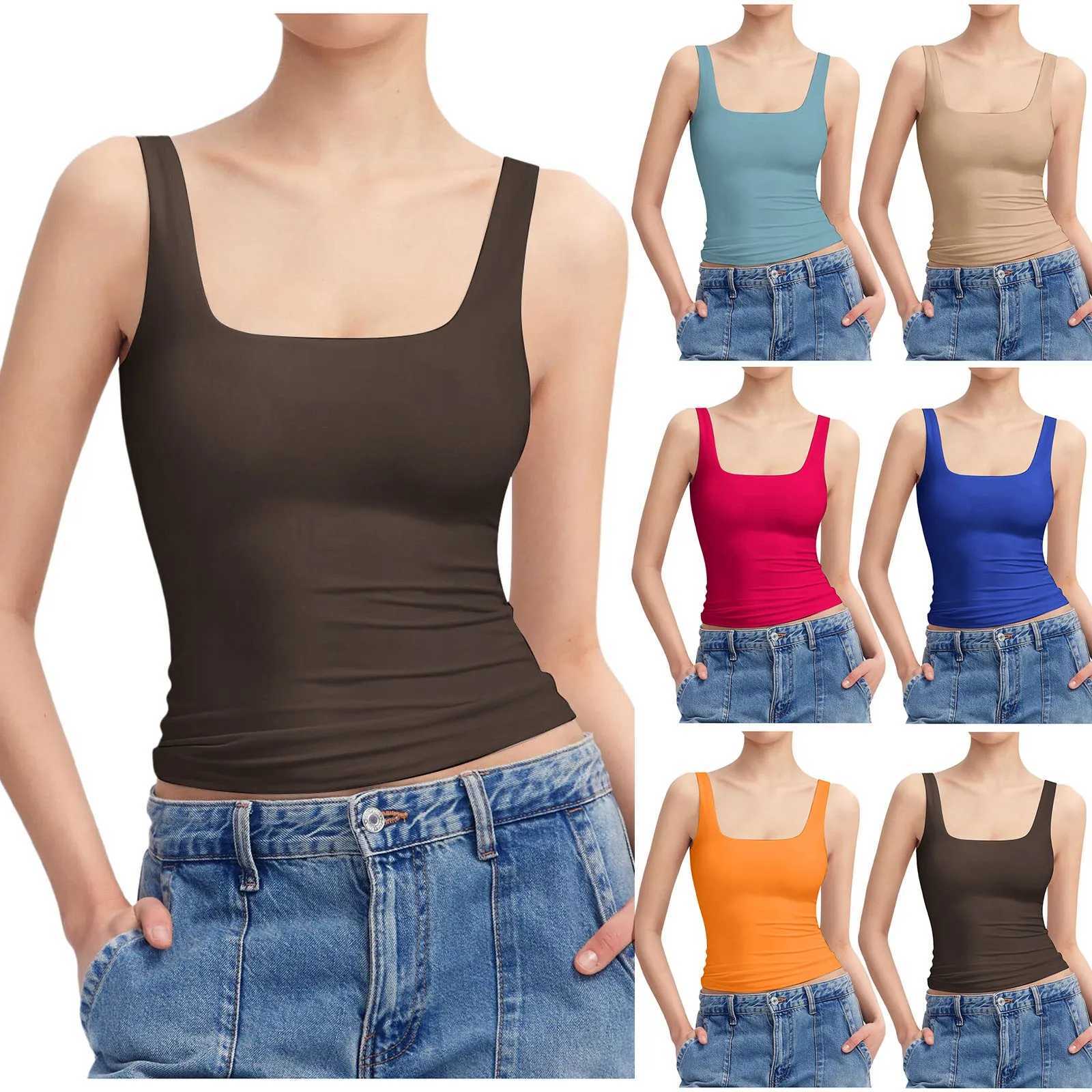 Casual Crop Tank Top WomenS Scoop Neck Sveless Knit Ribbed Fitted Sexy Slim Vest Tops Sveless T Shirt For Ladies SummerXJ250212