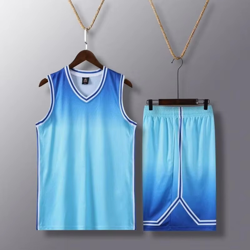 New Men's Set Breathable Basketball Jerseys Primary Game Team Short Sleeve Uniform Training Vest And Shorts
