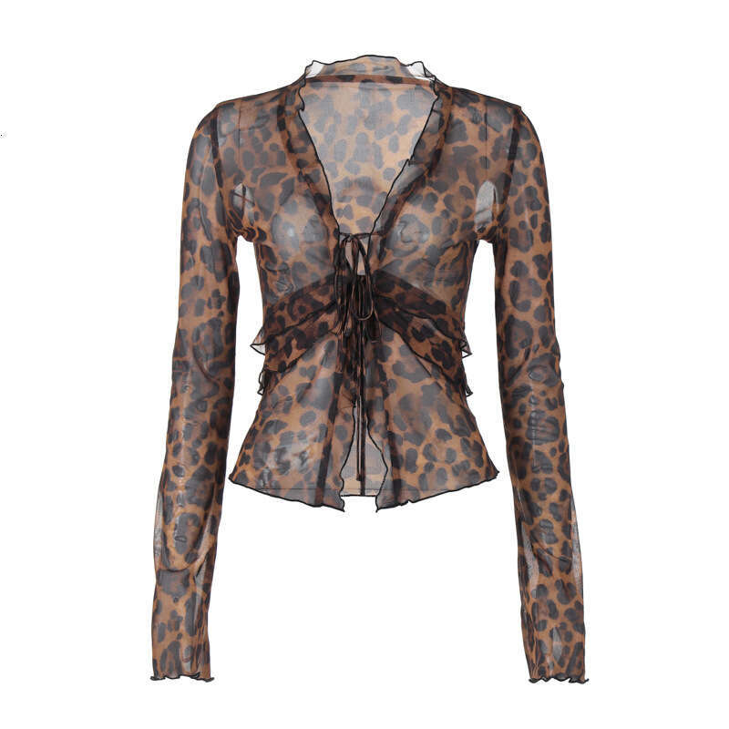 Hot selg women's in Europe America for summer 2025, fashionable sexy products, mesh transparent cardigan, lace up T-shirt wholesale, 2025 new sty