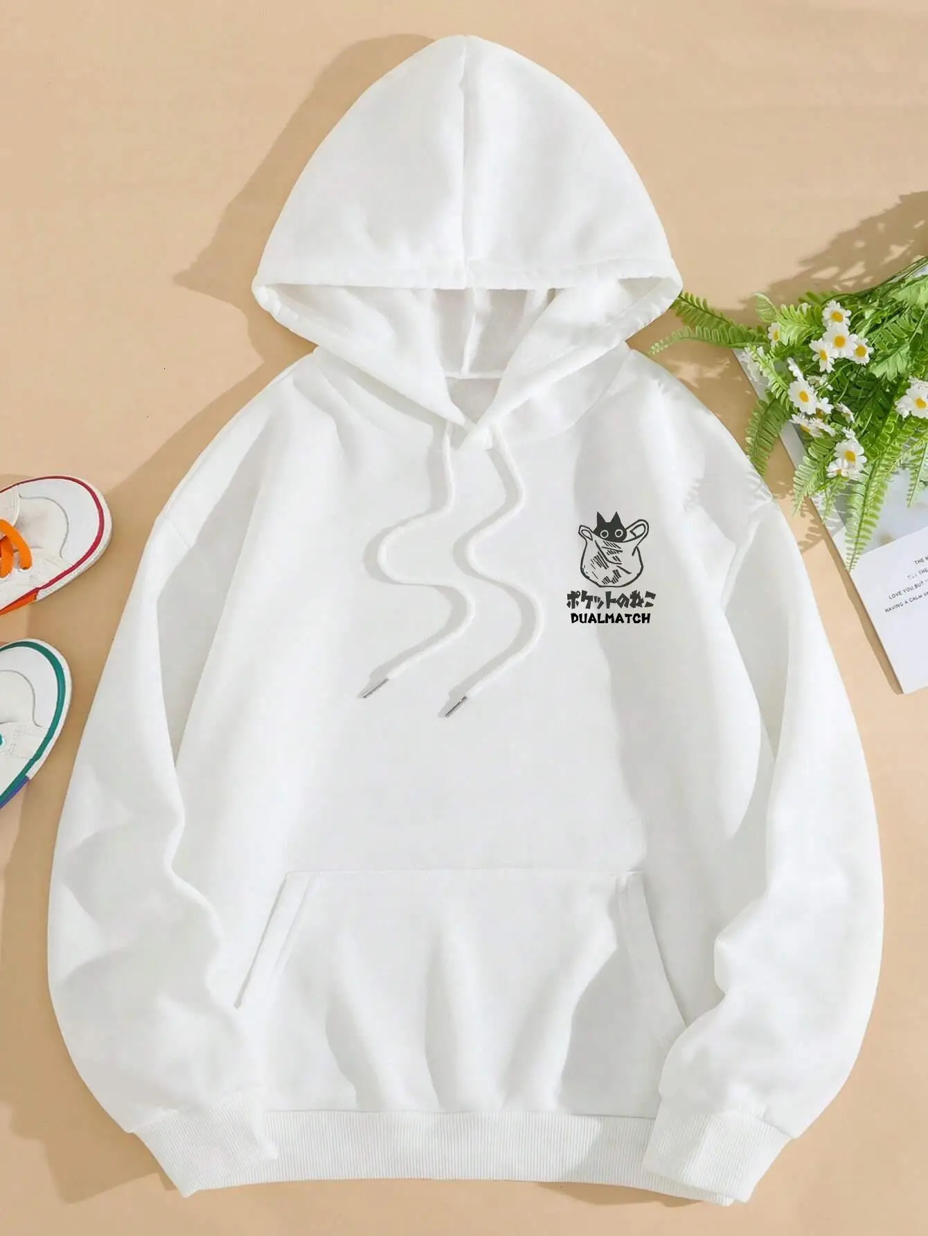 Cute Cat Cartoon Printed Sweatshirt Women Harajuku Casual Loose Hooded Fashion Soft Pocket Hoodies Autumn Warm Female Clothes 250117