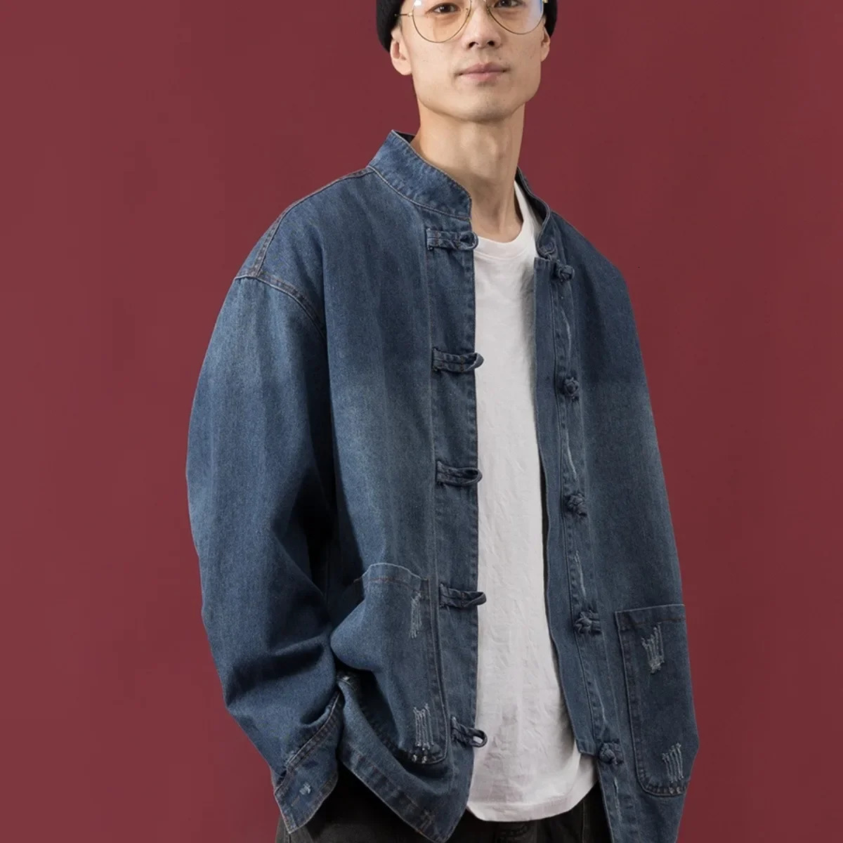 Chinese Style Denim Jacket For Men And Women Loose Fit Sensible Niche Clothing Top One Piece Agent 250211