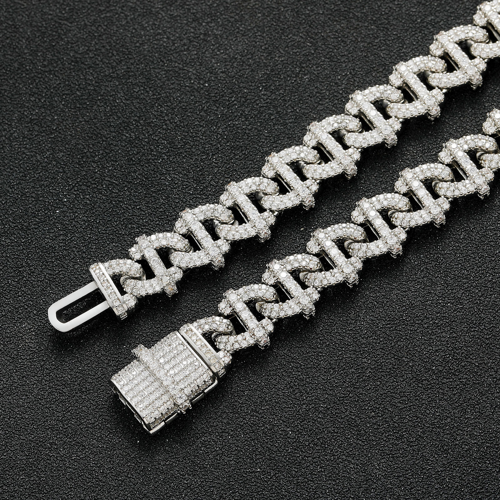 Hip Hop 10mm Men Necklace Cuban Chain Necklace Bracelet 5A Zircon Real Gold Plated Jewelry Set
