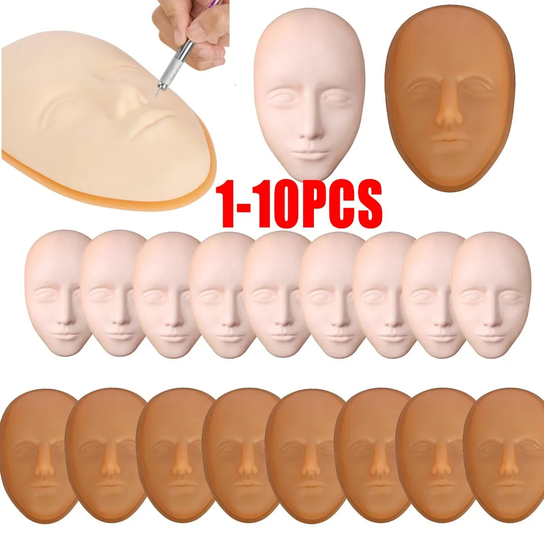 Silicone 5D Eyelash Extension Training Flat Realistic Mannequin Model Head Practice anent Makeup Lip Eyebrow Tattoo Skin 250207
