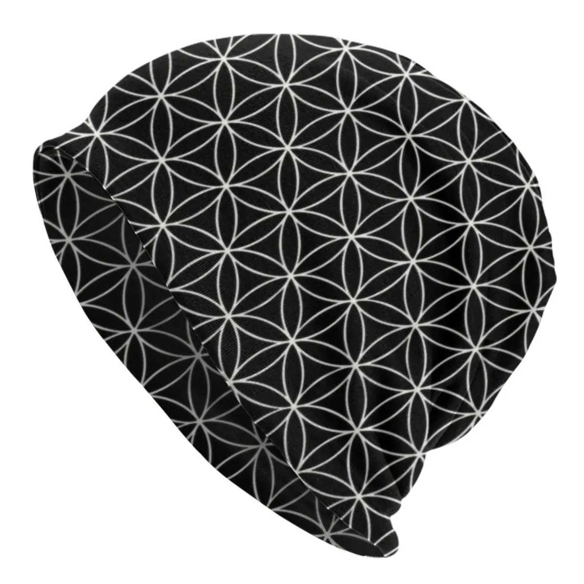 Trendy Sacred Geetry Flower Of Life Bonnet Hat Knitted Hat Mens Fashion Unisex Mandala Winter Warm Sklies Beanies Caps X250212