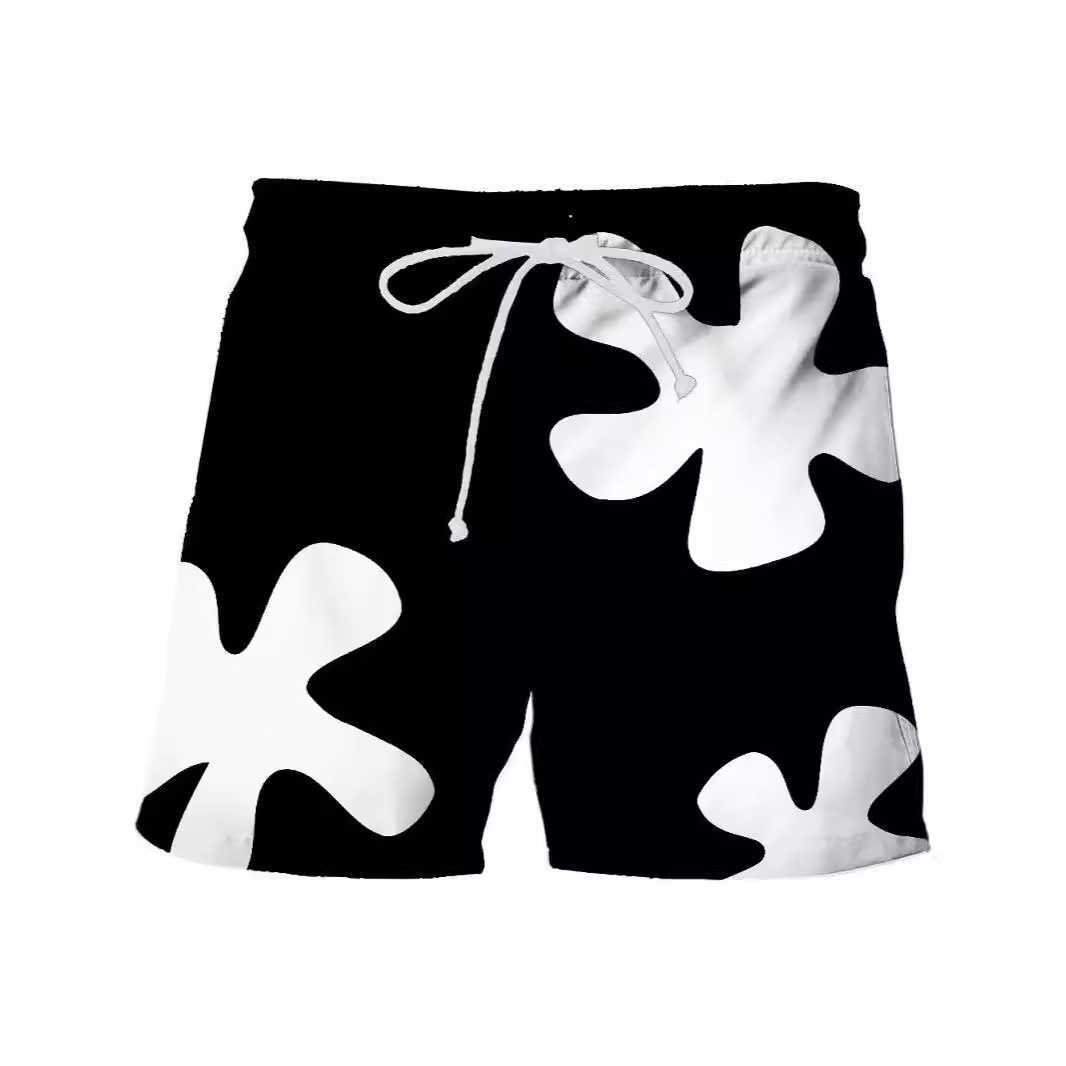 Hot selling quick drying beach shorts cropped shorts swimming trunks 3D printed oversized casual shorts for men W250212