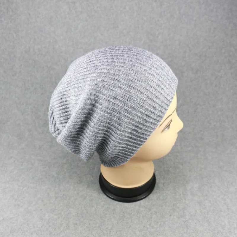Knitted Hat Winter Casual Men Wen Sklies Beanies Cotton Knit Hat Baggy Keep Warm Outdoor Sports Ski Cap Street Dance Hat X250212