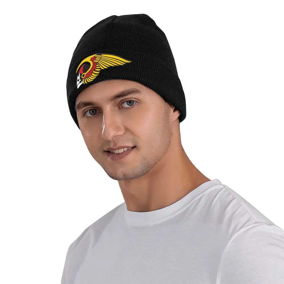Cust Hell HAMC Angel Motor Race Sklies Beanies Caps Streetwear Winter Warm Knitting Hats Adt Motorcycle Club Bonnet Hat X250212