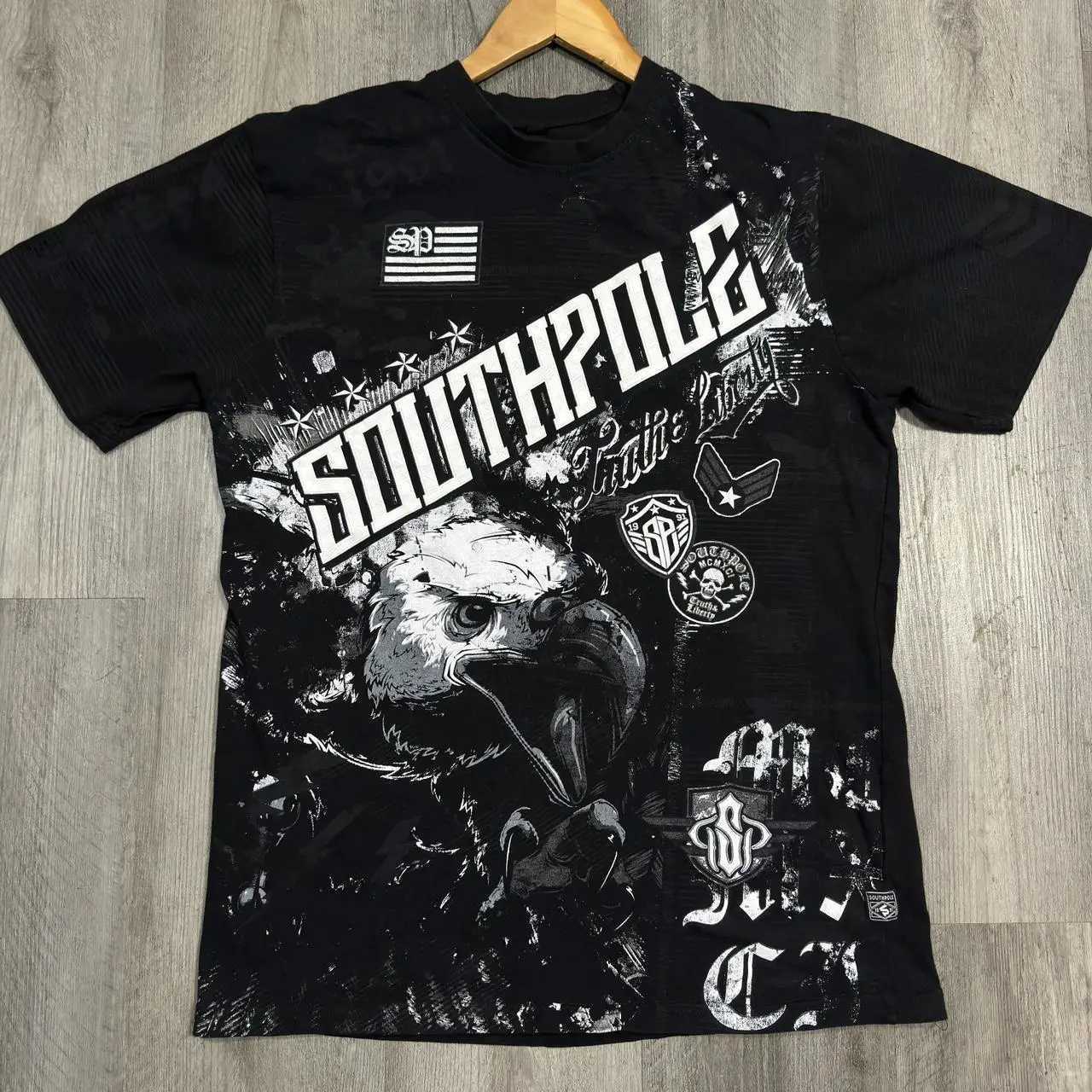 Men's T-Shirts Vintage South Pole Eagle T Shirt GRUNGE Black Graphic Shirt Men Y2K Urban Hip Hop Gothic Hip Hop Strt Fashion Plus Size Tshirt S251128