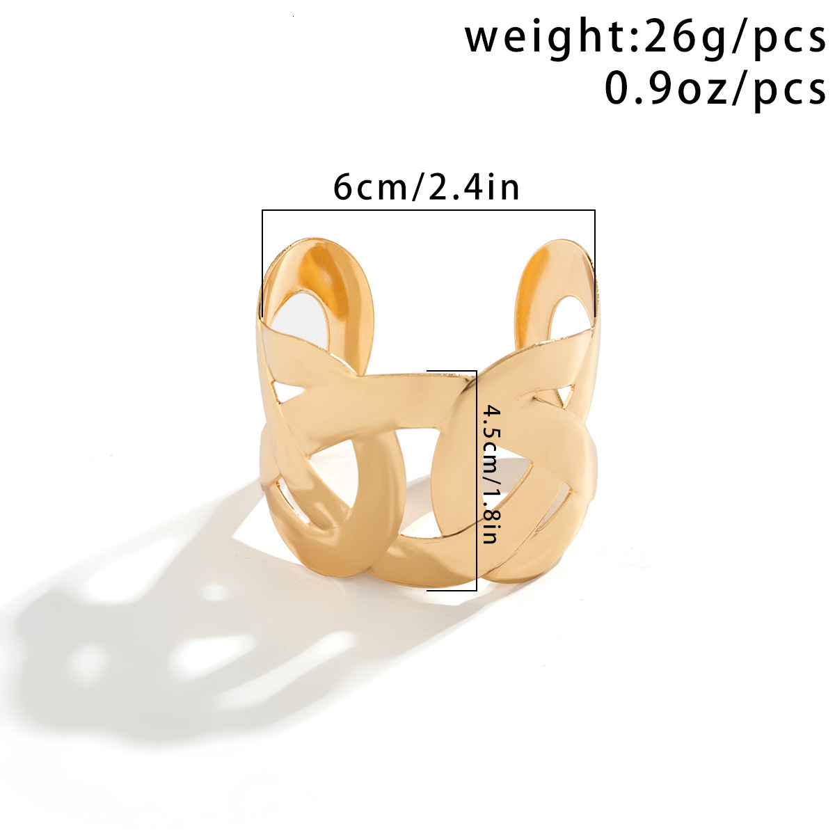 Woman Exaggerated punk style minimalist cross wide with niche personality and open mouth smooth surface designer bracelet for accessories