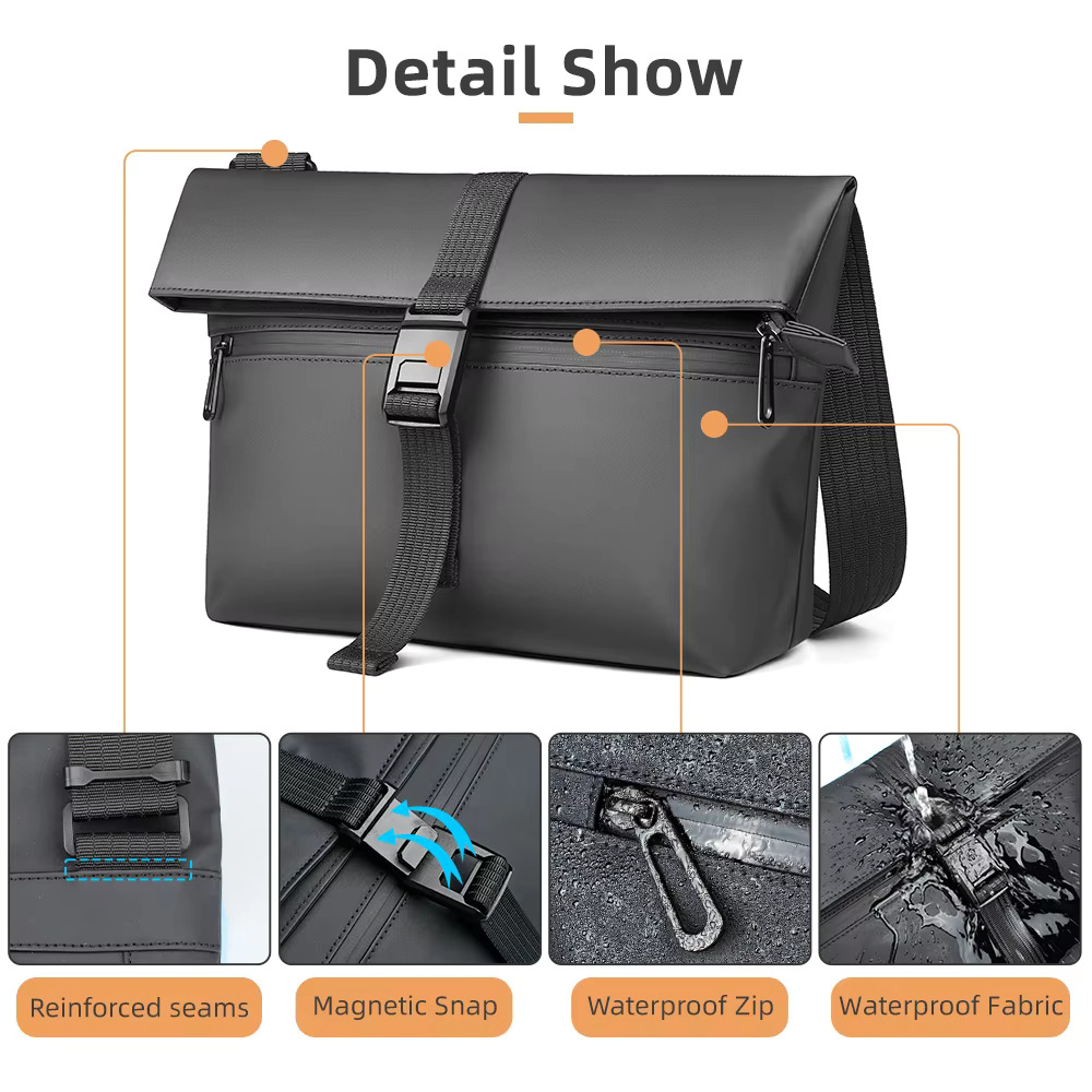 Hcankcan Men's Crossbody Bag Casual Waterproof Women's Shoulder Bags Multifunctional Handbag Man Designer Messenger Pack