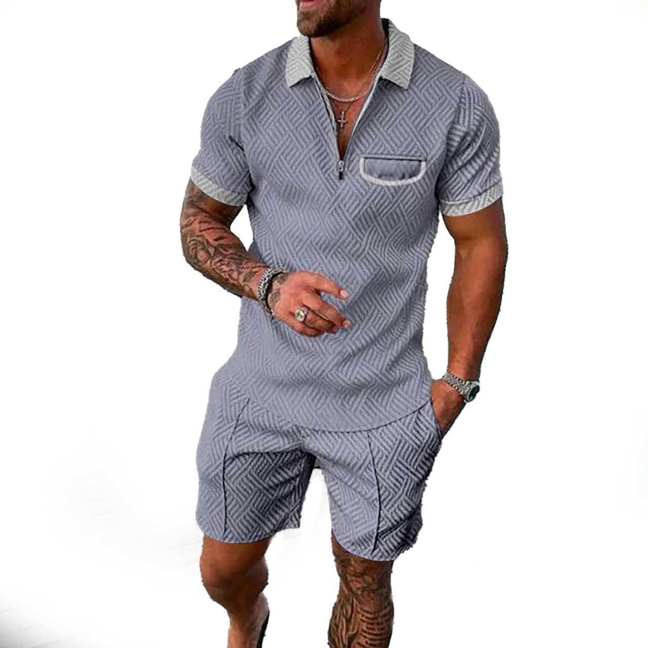 designer Two piece set men clothing summer tracksuit fashion color printing Short sleeved shirt shorts sets polo suits