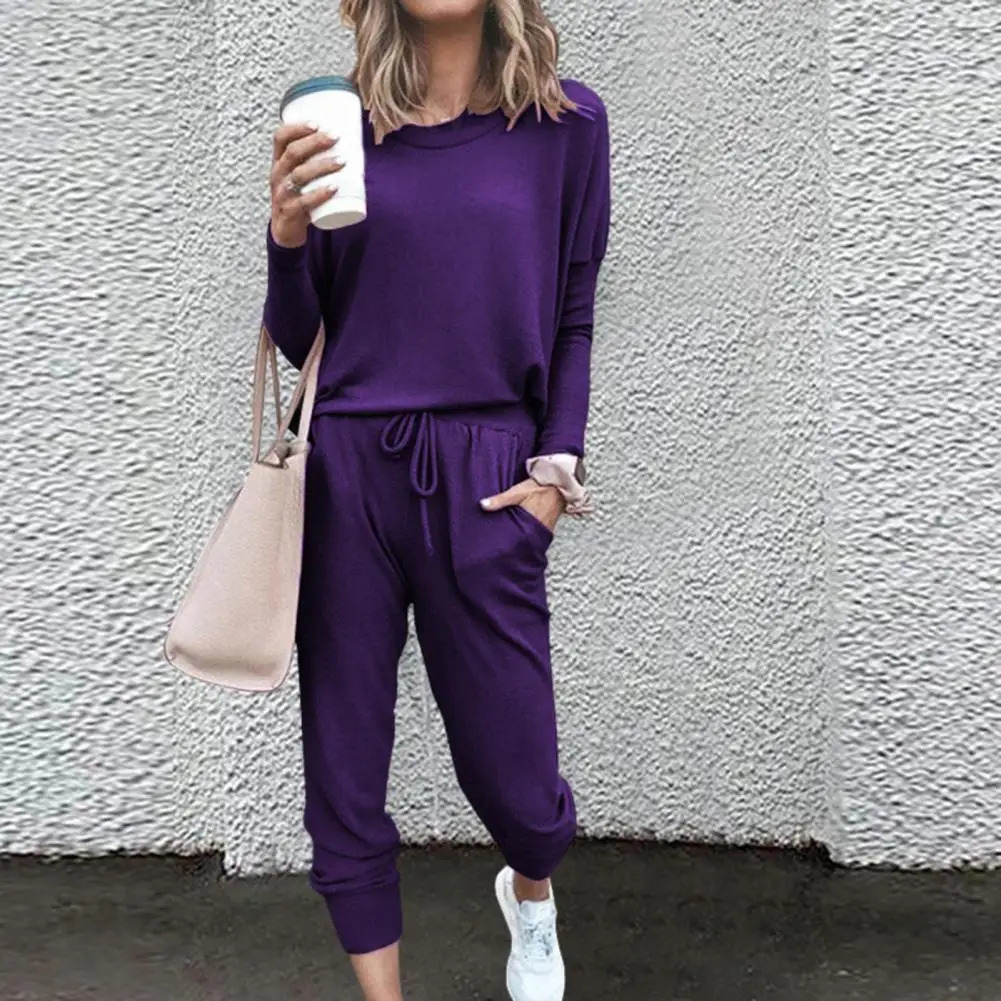 Women Autumn Casual Tracksuits 2023 Solid Color Loose Pullover Hoodies Two Piece Set Female Long Sleeve Tops Pants Sportswear 250211Z