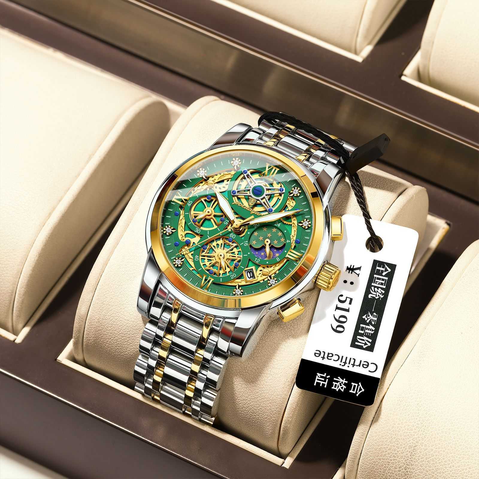 Swiss brands new hollowed out mens watch multifunctional fashionable quartz watch live broadcast W250212