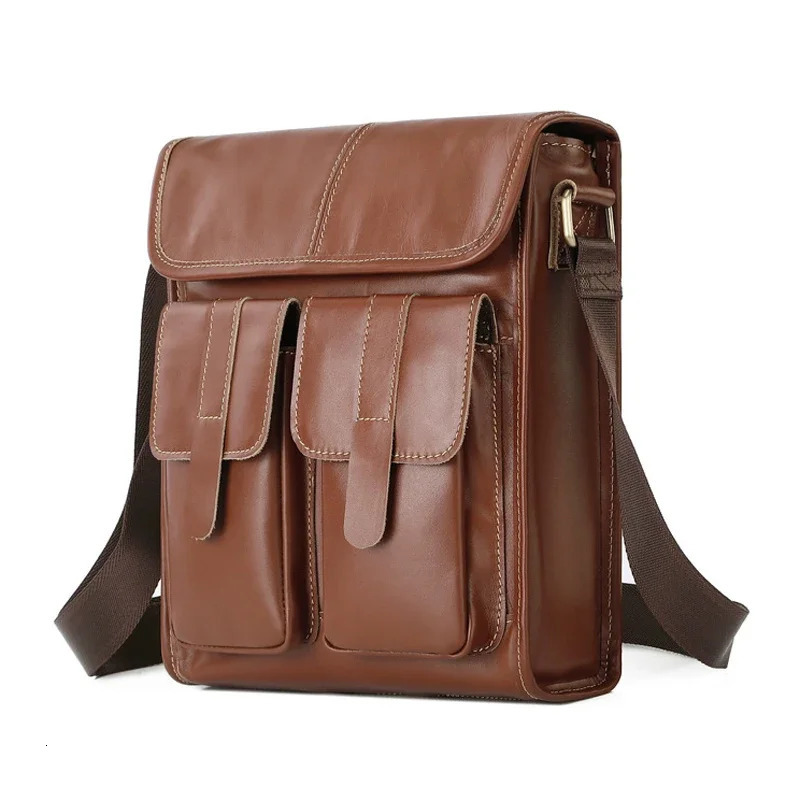 Cow Genuine Leather Males Crossbody Bag Casual Business Real Leather Mens Messenger Bag Vintage Men Zipper Shoulder Handbags 250207