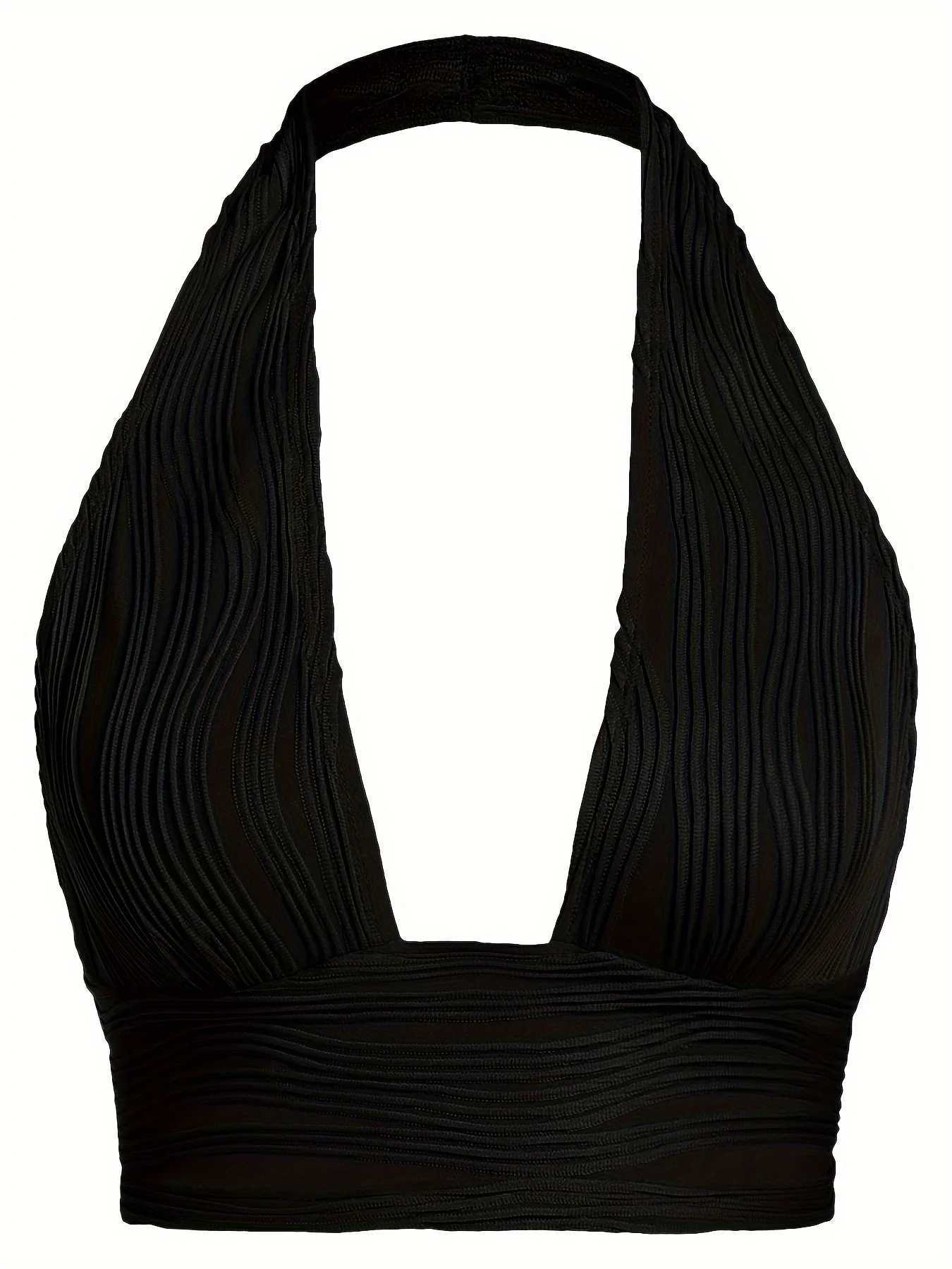 Sexy Crop Tops for Women Deep V Neck Back Cutout Sveless Plunge Racerback Tank Cropped TopXJ250212