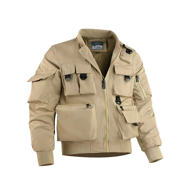 Spring And Autumn Men's New Multifunctional Military Off-Road Jacket Multi-Pocket Simple Solid Color Casual