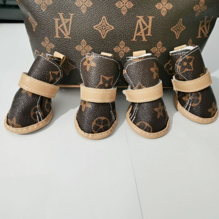 Dog Shoes for Small Dogs, Puppy Dog Boots Paw Protectors for Four Feasons, Summer Hot Pavement, Anti Slip Sole,Handmade Leather Dog Shoes, with Velcro