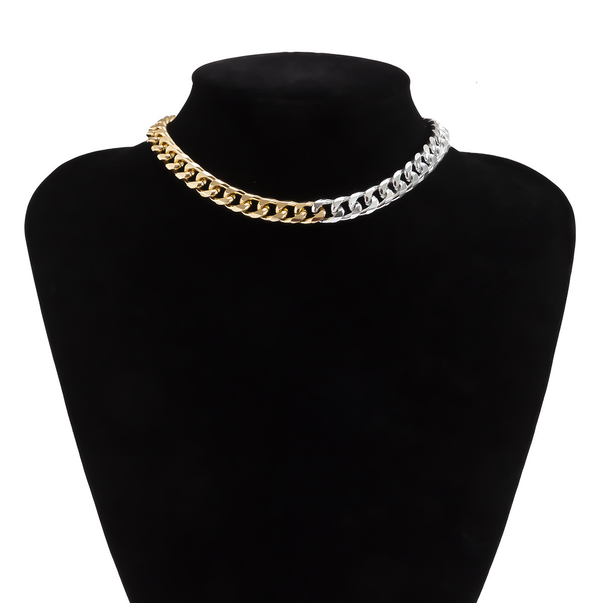 fashion Woman Jewelry minimalist geometric cross chain for female punk hip-hop trend single layer mixed color designer necklace