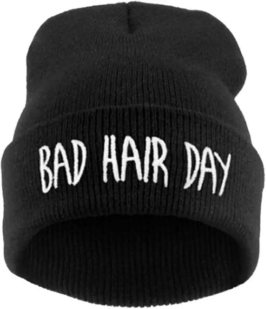 15 Winter Unisex Funny Bad Hair Day Hip Pop Beanie Hat Wen Men Ski Cap X250212