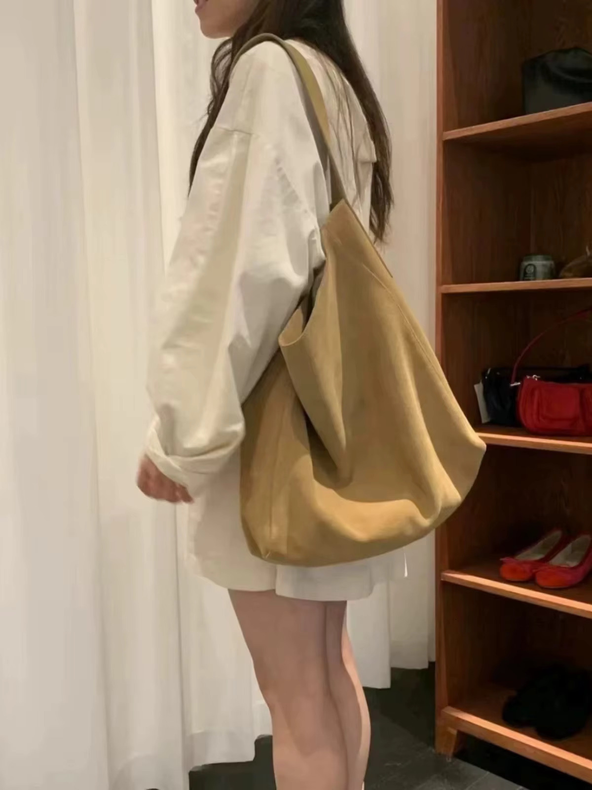 FIRMRANCH Lazy Style Large Capacity Women's Shoulder Underarm Bucket Bag Commuter High Quality Matte Leather Tote Fashion Pouch