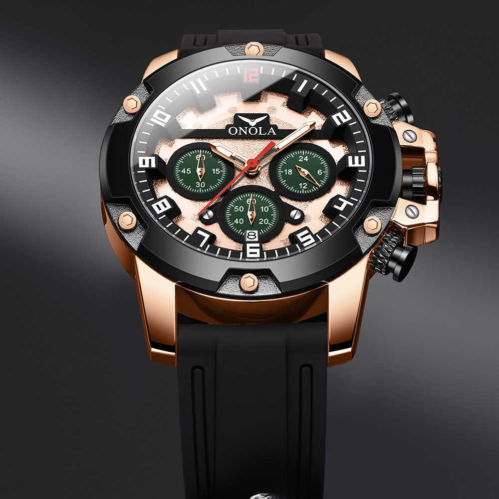 2024 New Mens Watch ONOLA/Orona Luminous Timer Running Seconds Waterproof Silicone Tape Quartz Watch W250212