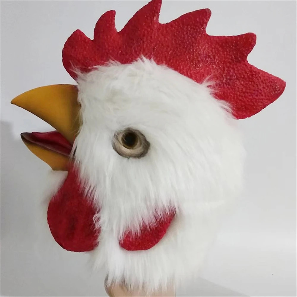 Rooster Mask Chicken Mask Halloween Novelty Costume Party Latex Animal Head Face Rooster Cosplay Props Carnival Accessor 250222