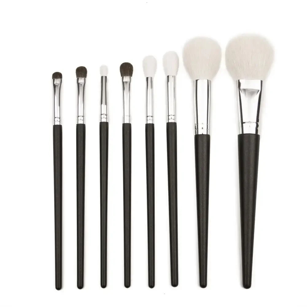 ONE ORCHID Pro 8 Pcs Goat Hair Powder Highlighting Makeup Brushes Pencil Tapered Crease Blending Shader Eyeshadow Cosmetic Kit 250207