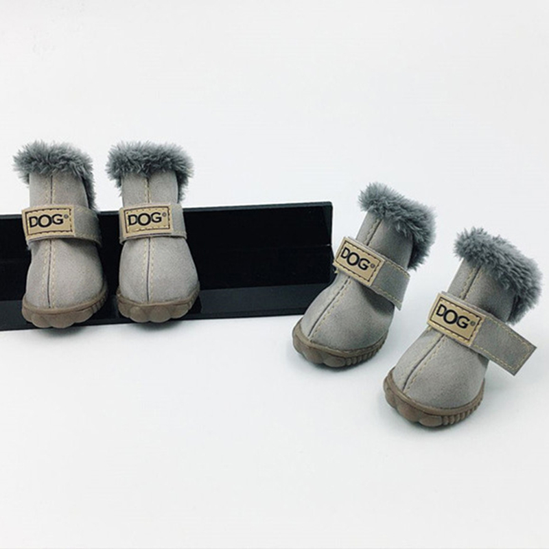 Dog shoes in 16 colors, Puppy Dog Boots Paw Protectors for Winter Snowy Day,Sole Thickened Wear-resistant, Big Logo Leather Shoes with Cotton, with Ve