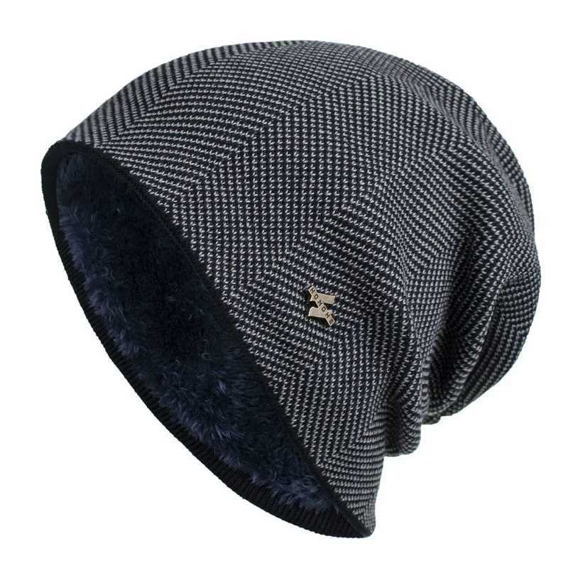 Men Winter Warm Hat Adt Knitted Casual Beanies Sklies Cotton Wool Hats for Men Brand Outdoor Cap Solid Caps X250212