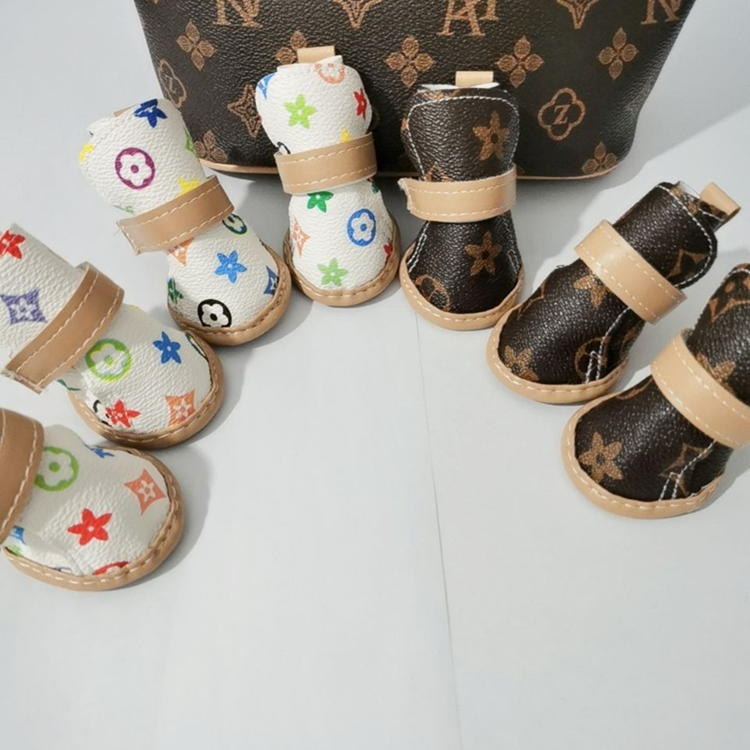 Dog Shoes for Small Dogs, Puppy Dog Boots Paw Protectors for Four Feasons, Summer Hot Pavement, Anti Slip Sole,Handmade Leather Dog Shoes, with Velcro