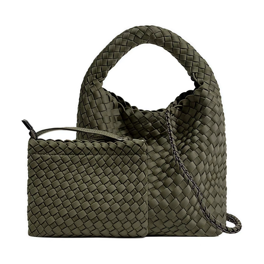 Neoprene Weave for Women Ladies Crossbody Handbag Trendy Shoulder and Bucket Bag, Top-handle Tote Hobo Satchel with Purse