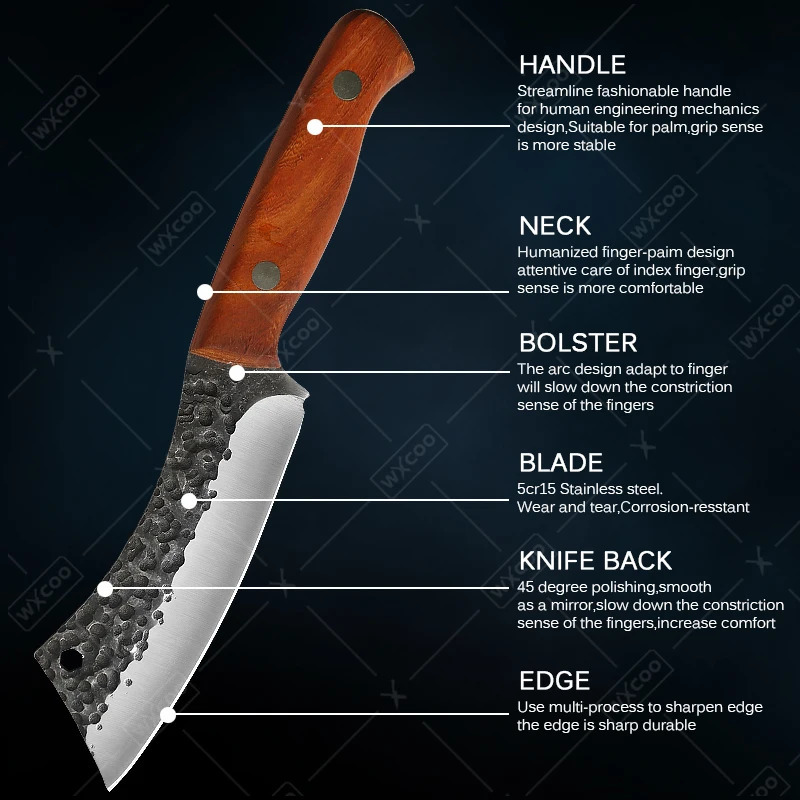 Professional Kitchen Knives Boning Knife Hande Forged Stainless Steel Kitchen Chopper Cleaver Butcher Knife Meat Cutting Knives 250211