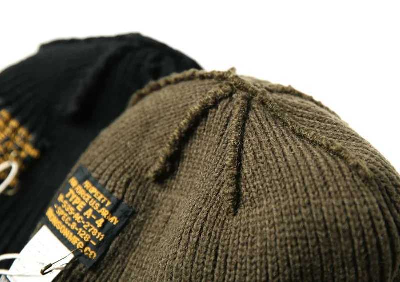 Bronson USAF Type A-4 CAP WWII Ground Crew Woolen Knitted Hat Unisex Beanies X250212