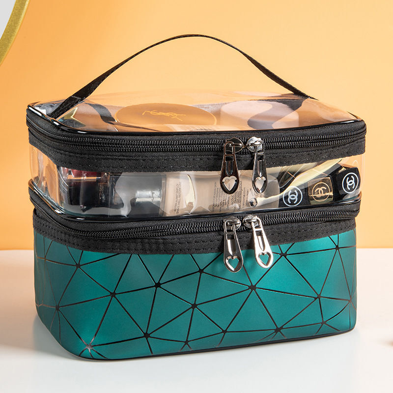 Double layer makeup bag large capacity internet celebrity multifunctional multi-layer portable women's travel makeup swissmilitary