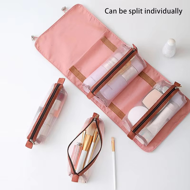 In 1 Detachable Makeup Women Zipper Mesh Large Capacity Cosmetics Pouch Foldable Portable Travel Wash Storage Bag swissmilitary