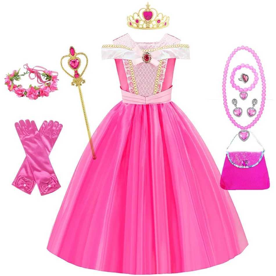 Sleeping Beau Costume for Girls Kids Aurora Cosplay Princess Vestido Children Xmas Halloween Par Disguise Dresses UpXJ250117