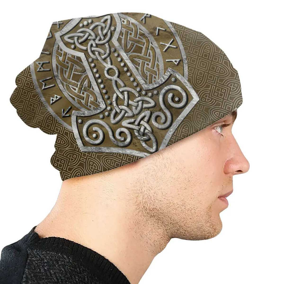 Vikings Ragnar Lothbrok Sklies Beanies Caps Mills The Hammer Knit Hat Winter Warm Bonnet Hats Men Wens Street Ski Cap X250212