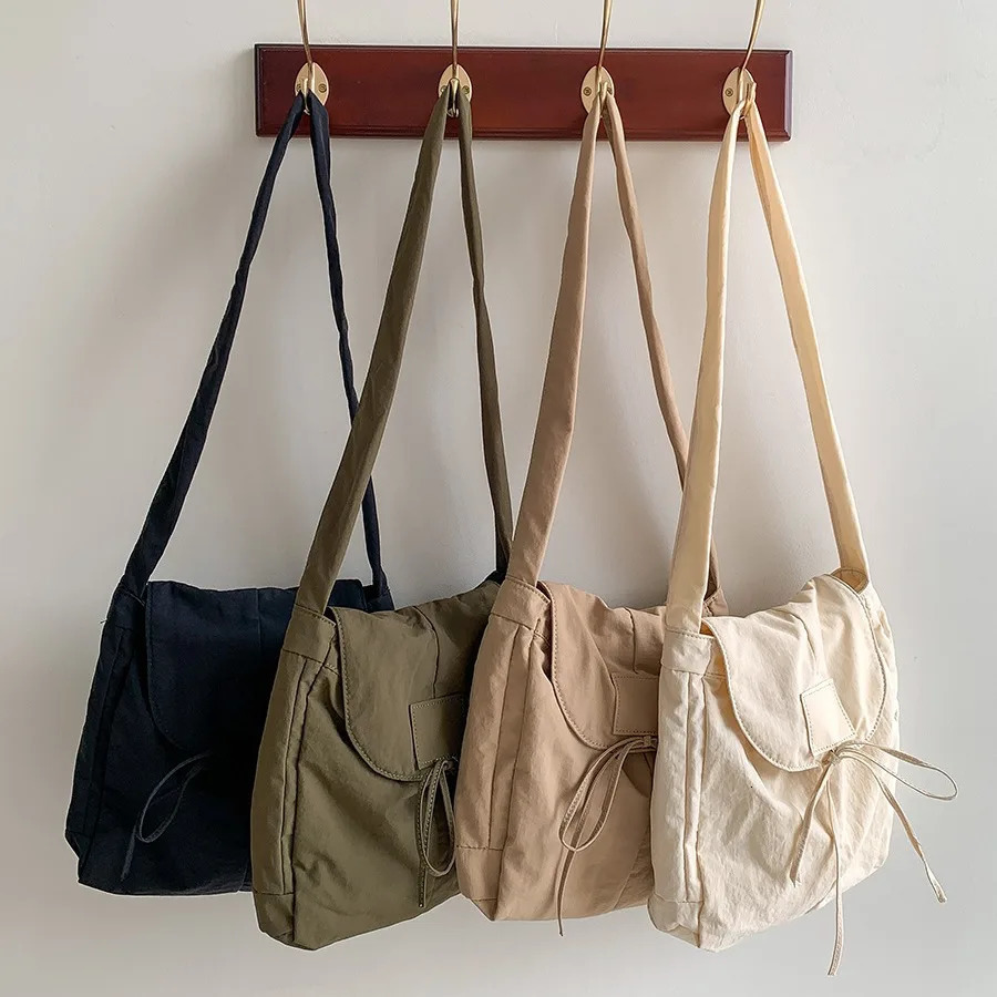 LEFTSIDE Small Tie Korean Fashion Drawstring Shoulder Bags for Women Solid Color Handbag Lady Travel Hobo Bag 250207