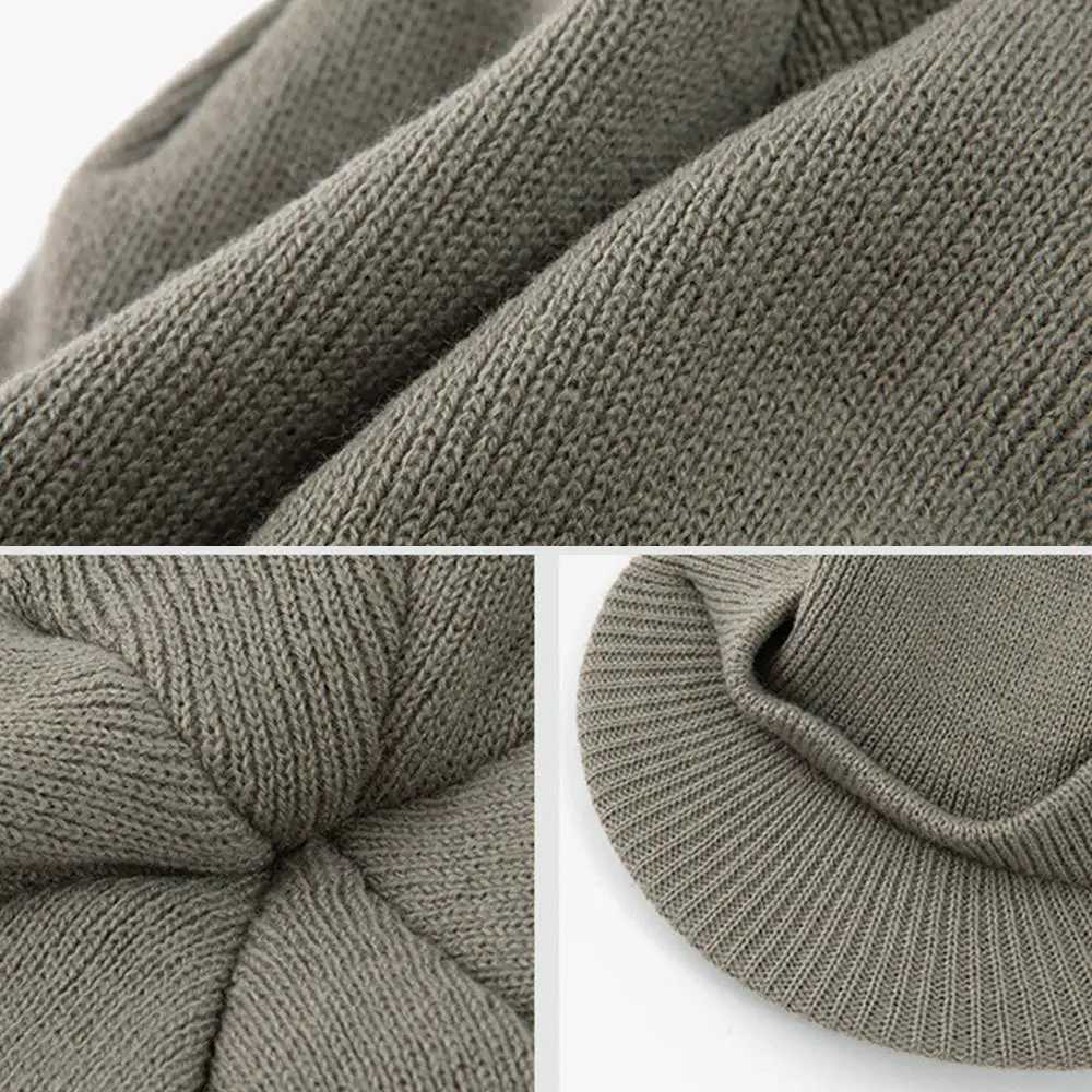 Unisex Warm Winter Hats Stylish Add Fur Li Soft Beanie Cap With Brim Thick Winter Knitted Hats For Men Women Dropsing X250212