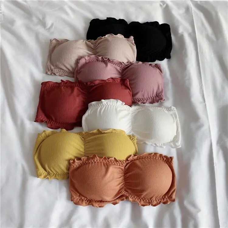One-piece Tube Tops Women Intimates Basic Black White Orange Yellow Pink Womens Strapless Bra Bandeau Tube Top Underwear TubetopXJ250212