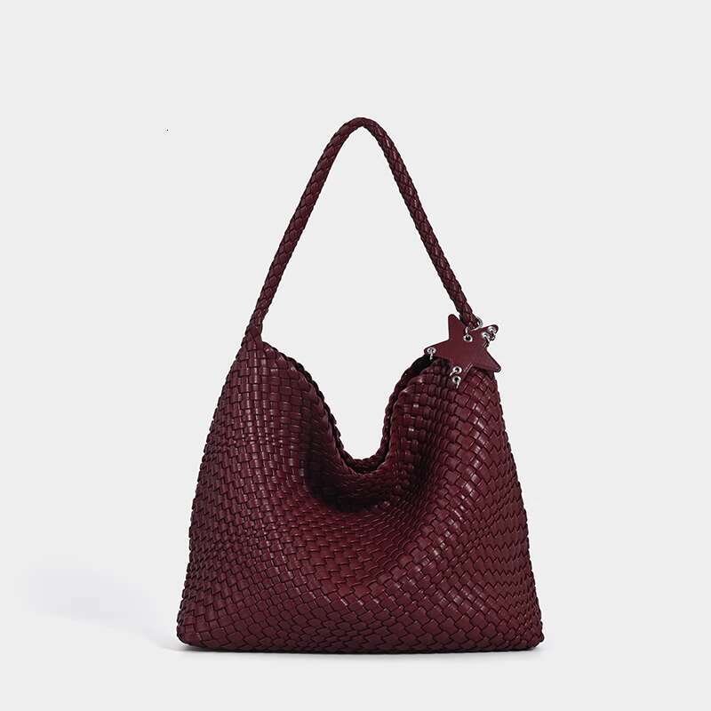 Women's Bags Hand woven large capacity water bucket armpit bag, women's high-end designer commuting handbag, one shoulder fashionable versat