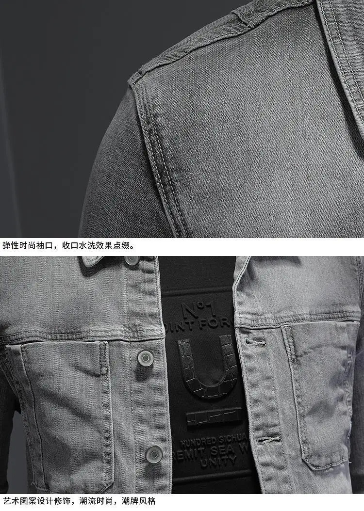 Autumn washed classic mens denim jacket Street handsome trend High retro casual versatile clothing 250110Z