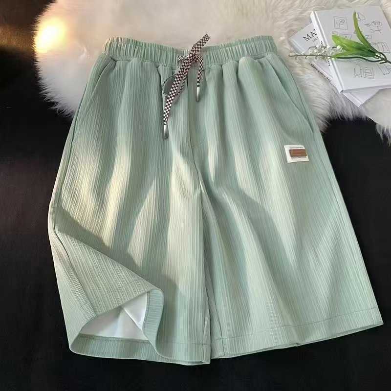 Summer ice silk shorts mens loose salt series 3 new casual wide leg shorts ins trend straight tube five W250212