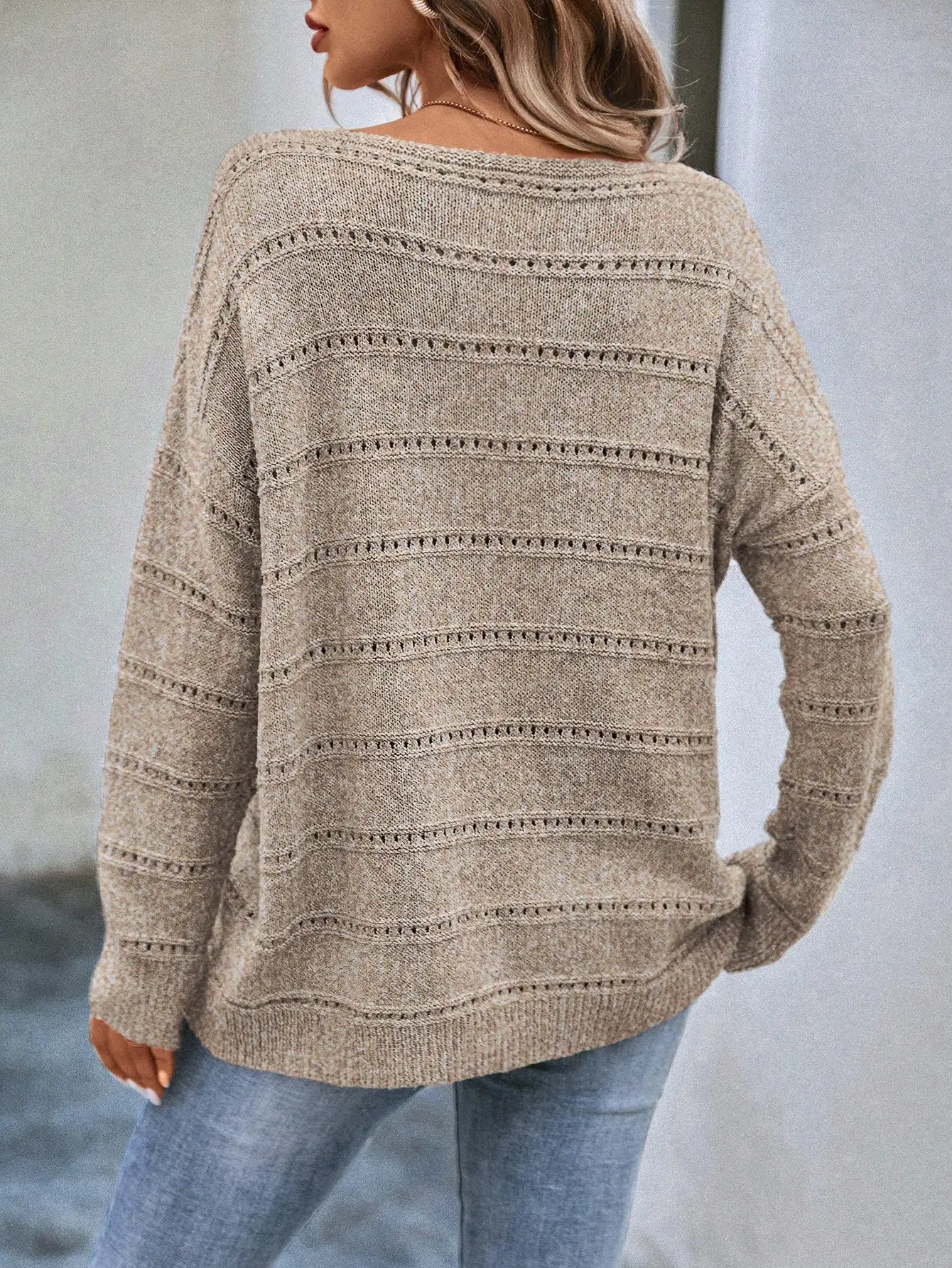 Elegant Casual Knitted Pullover for Women One Line Neck Off Shoulder Hollow Out Twist Sweater Autumn and Winter Wear 250210