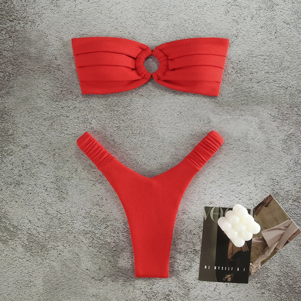 Micro Bikini Push Up Women Swimsuits 2024 Sexy Female Swimwear Brazilian Set Thong Solid Beachwear 250211