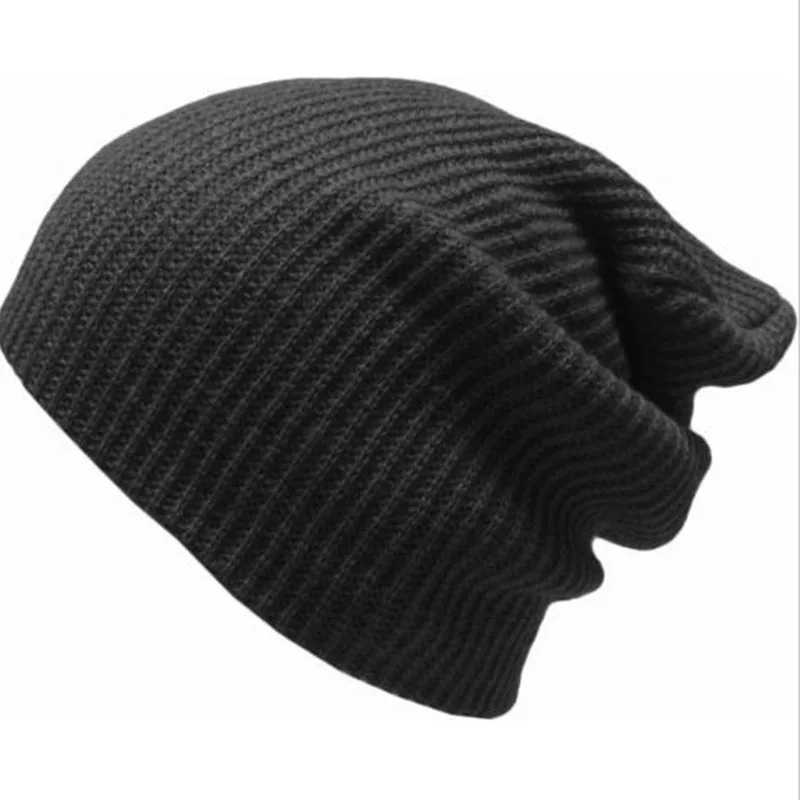Solid Winter Hats Beanie Knitted Skl Caps for Men Wen Navy Red Dark Gray Black X250212