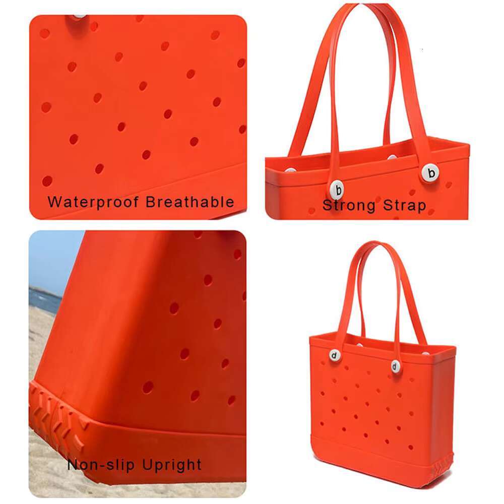 Large Boggs Summer EVA Beach Basket Women Picnic Tote Holes Waterproof Handbag Pouch Shopping Shoulder Bag