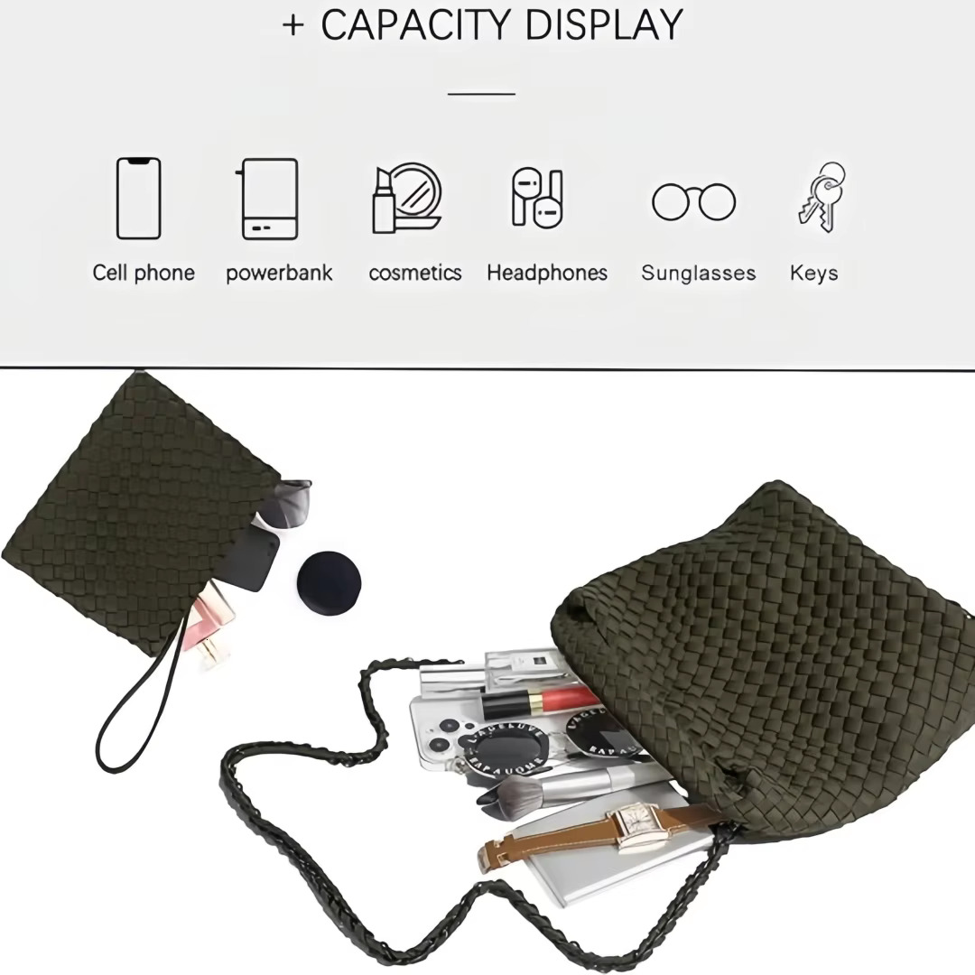 Neoprene Weave for Women Ladies Crossbody Handbag Trendy Shoulder and Bucket Bag, Top-handle Tote Hobo Satchel with Purse