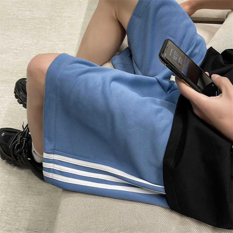 Three bar casual shorts for men summer trendy brand for teenagers loose and versatile five quarter pants high street hooligan and handsome sports swea
