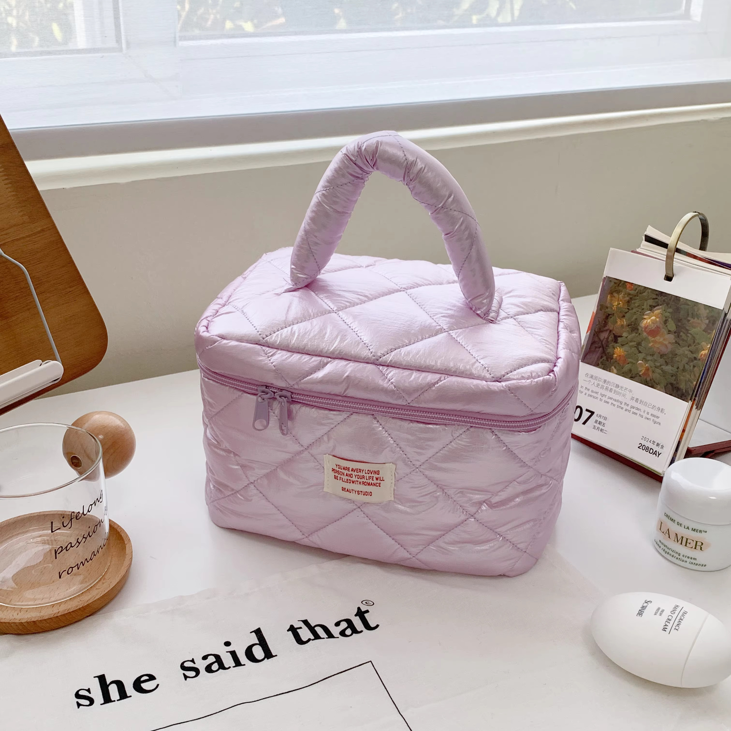 Women's gge Handheld Makeup Bead Light Color Advanced Sense Wash Girl Travel Storage Bag swissmilitary